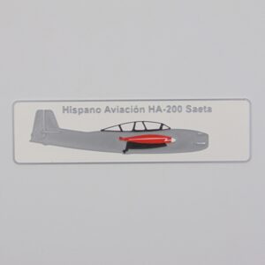 Marcapáginas con la silueta del avión español Hispano Aviación HA-200 Saeta.